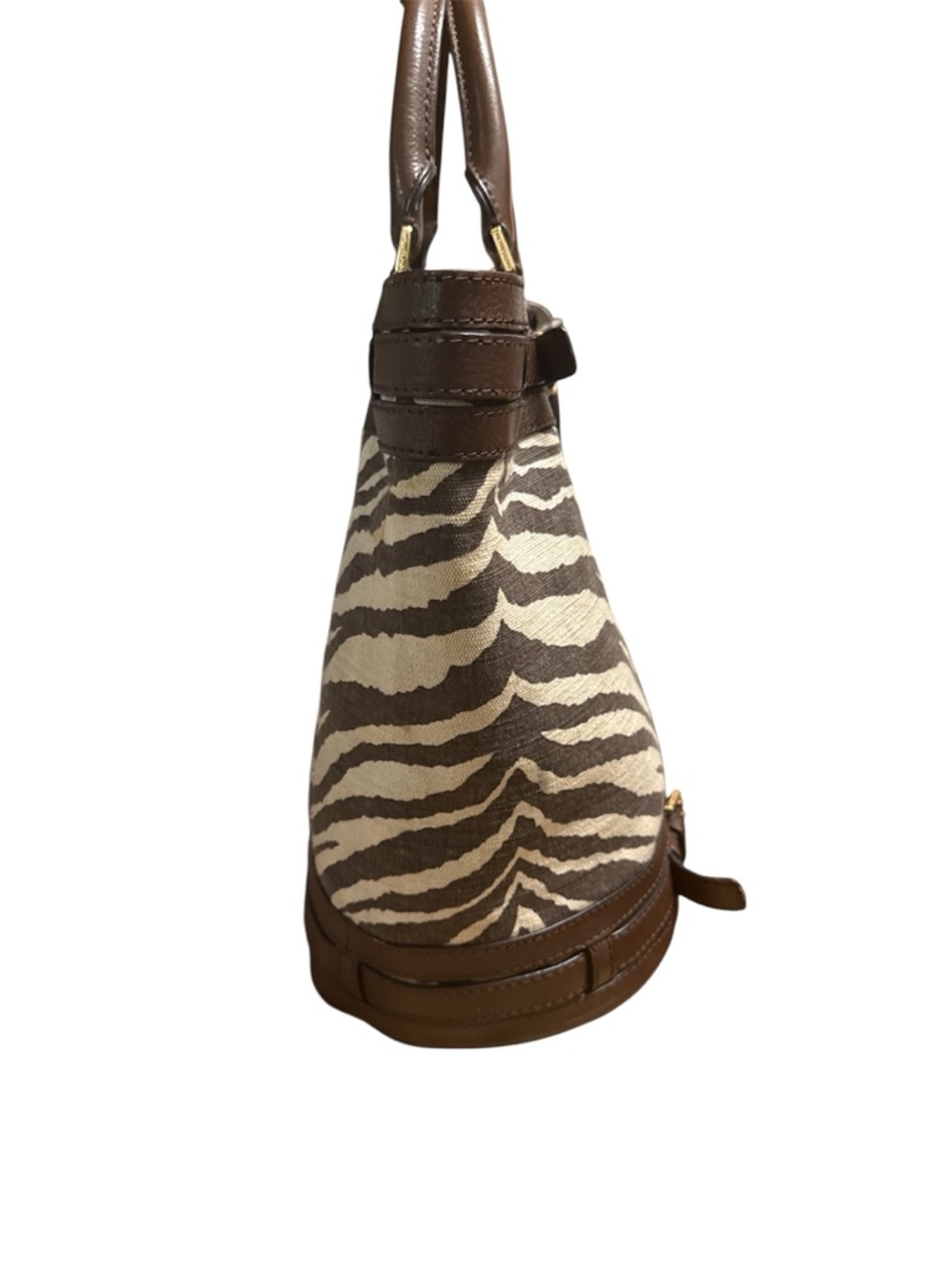 Michael Kors Kingsbury Zebra Striped Canvas Bucket Tote Bag - Picture 6 of 8